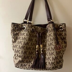 Michael Kors Brown Jet Set Tote with Iconic MK Monogram